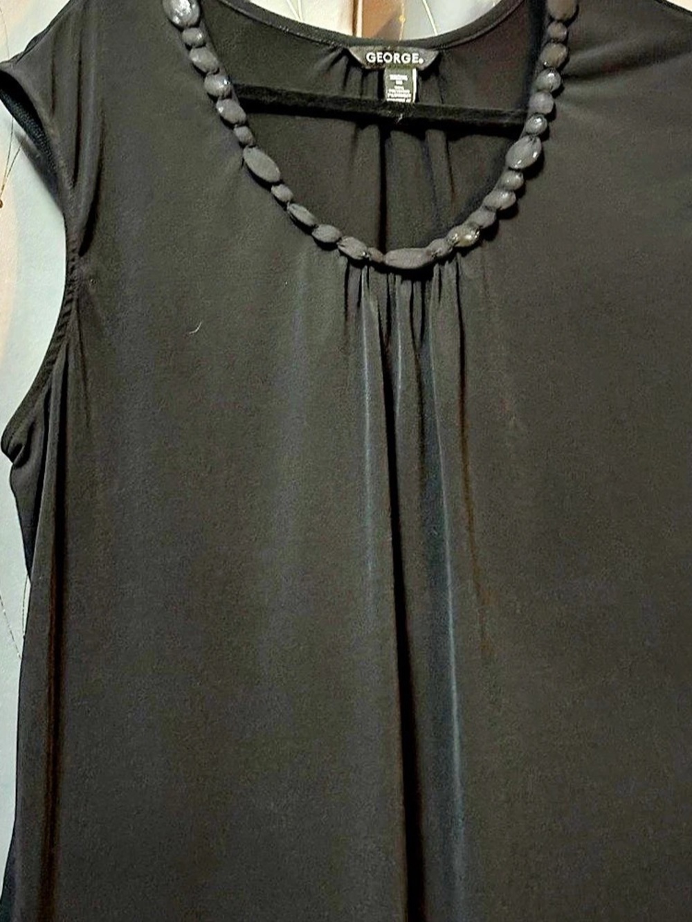 George Beaded Neckline Blouse in Black Size Small Like New
